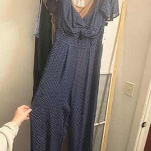 Trixxi Navy Polka Dot Jumpsuit